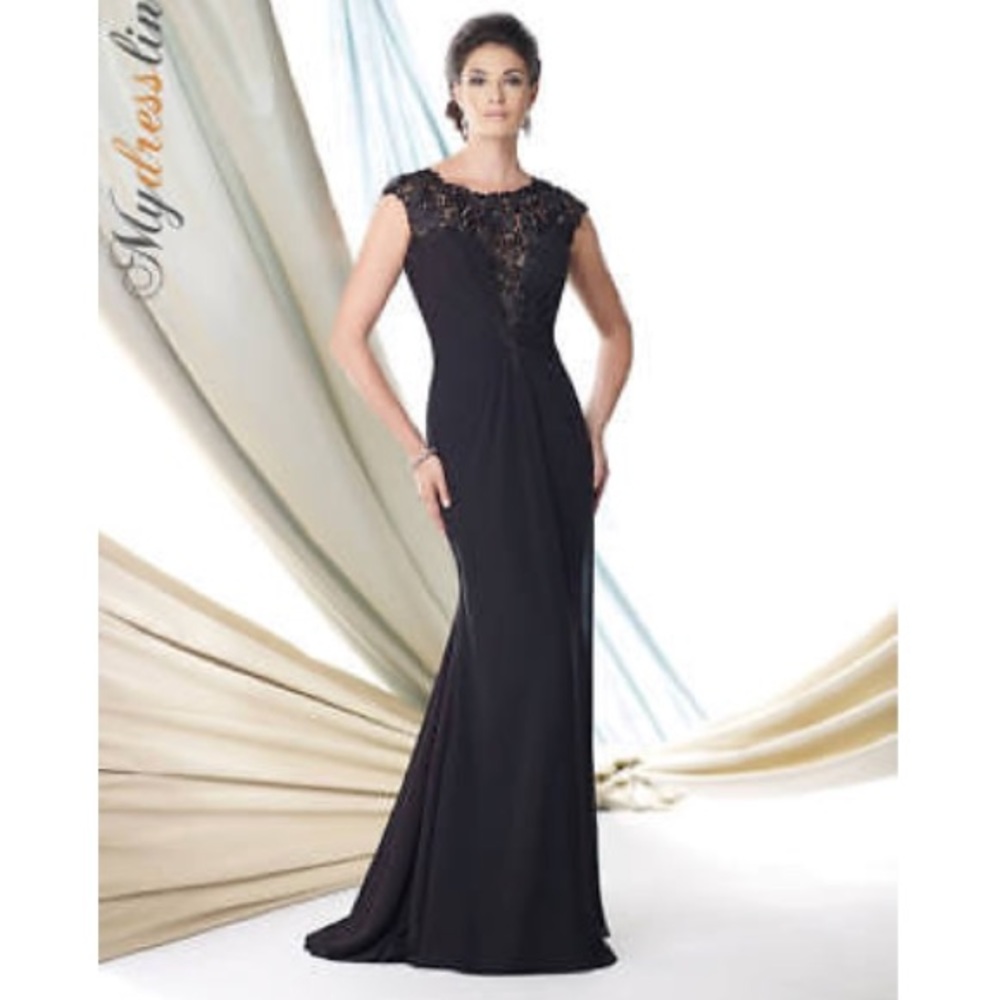 Long Royal Blue Montage by Mon Cheri Gown